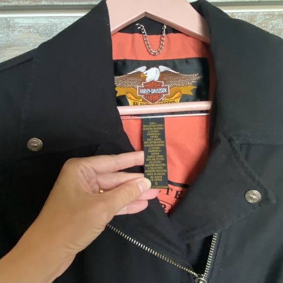 Harley Davidson Asymmetrical Zip Black Jacket - Picture 3 of 12